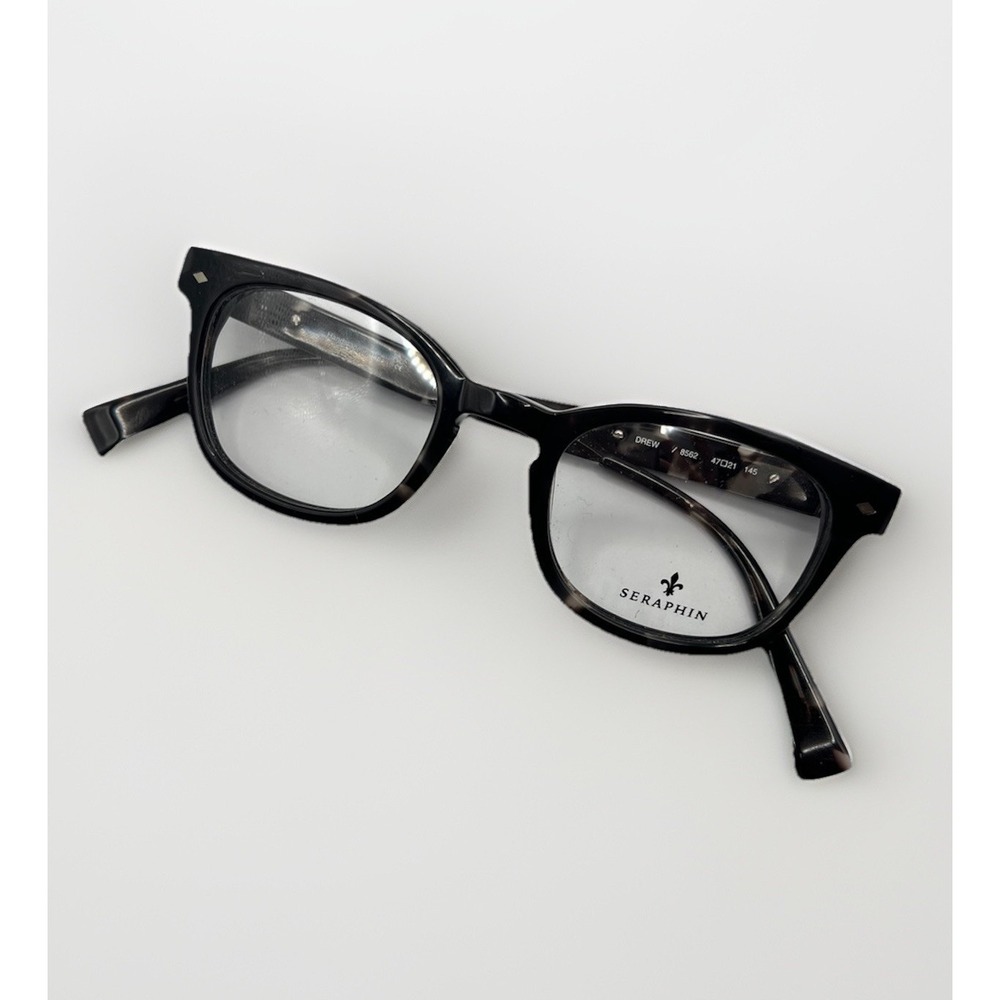 New SERAPHIN DREW 8562 Black Gray Tortoise WAYFARER FRAMES 47-21-145mm Japan
